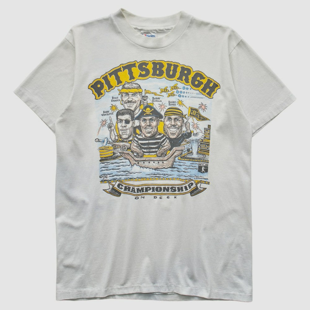 Pittsburgh Pirates Hanes 90s T-Shirt - White Vintage