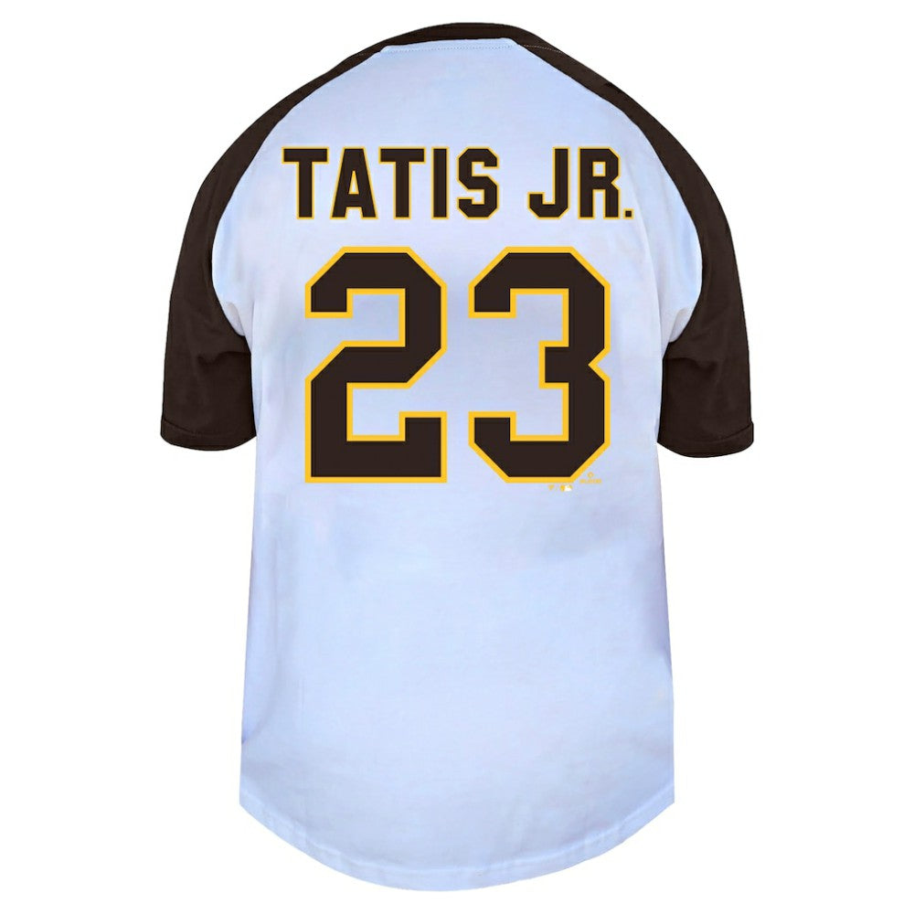 Fernando Tatis Jr. San Diego Padres Profile Women's Plus Size Name & Number Raglan Henley T-Shirt - White