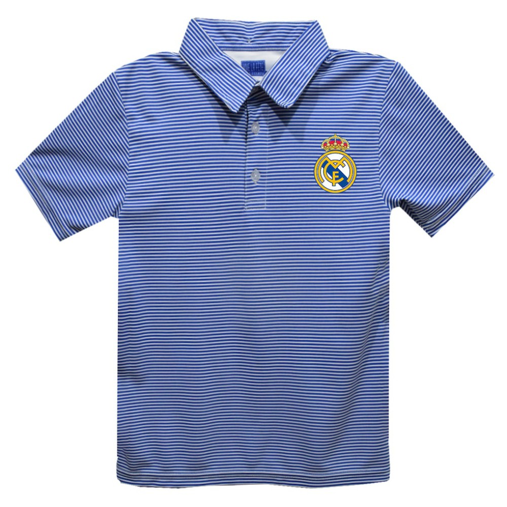 Real Madrid Vive La Fete Youth Pencil Stripe Polo - Royal shop