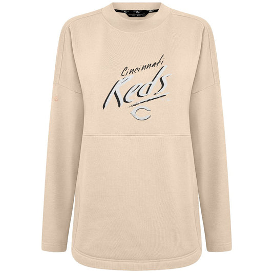 Cincinnati Reds Levelwear Women's Oversized Beaudry Sizzle Top - Khaki