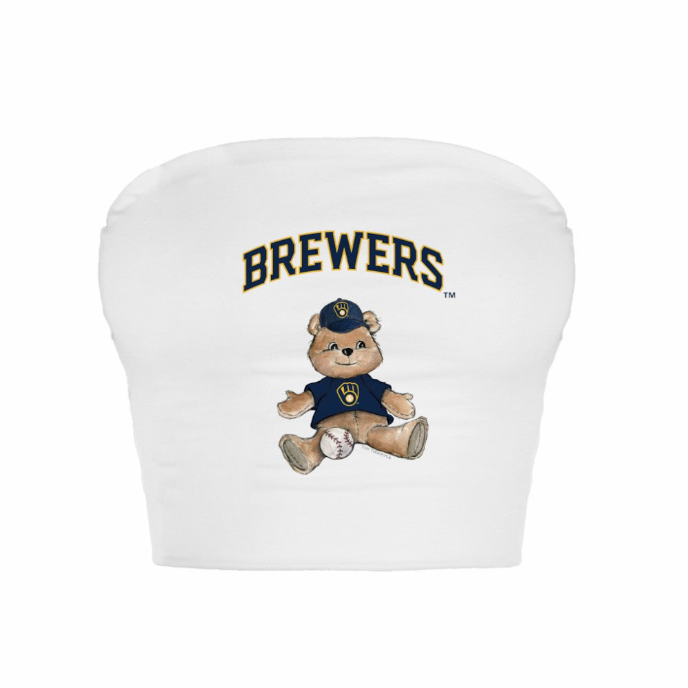 Milwaukee Brewers Tiny Turnip Women's Teddy Bear Crop Tube Top - White