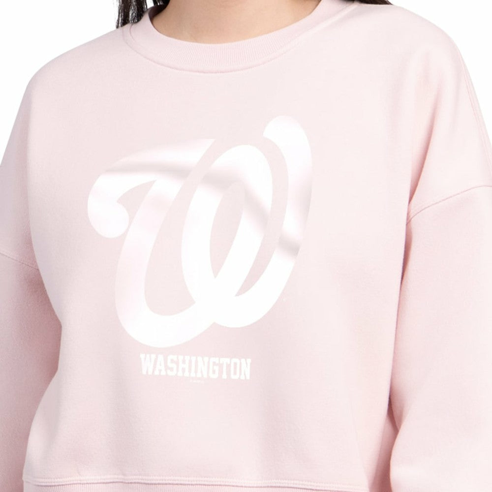 Washington Nationals Starter Women's Pastels Boxy Fleece Sweatshirt - Light Pink