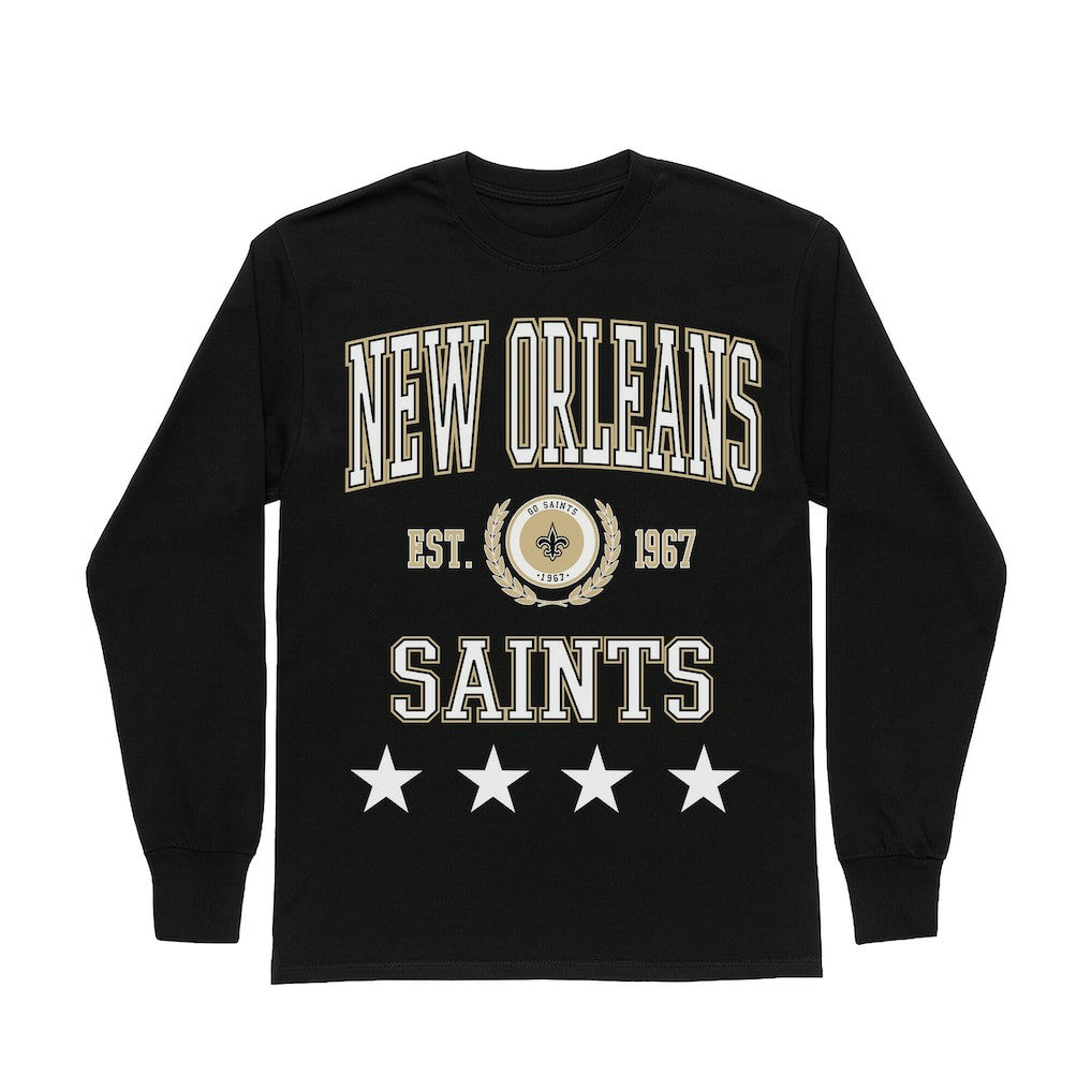 New Orleans Saints Gameday Couture Women's Oversized Everyday Star Long Sleeve T-Shirt - Black on sale