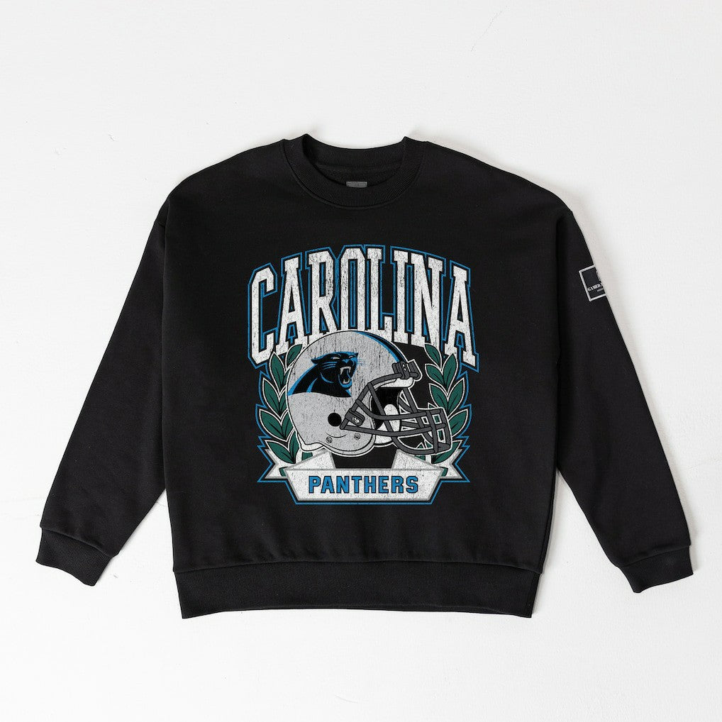 Carolina Panthers Gameday Couture Women's Oversized Victory Lane Black Label Premium Fleece Sweatshirt - Black outlet