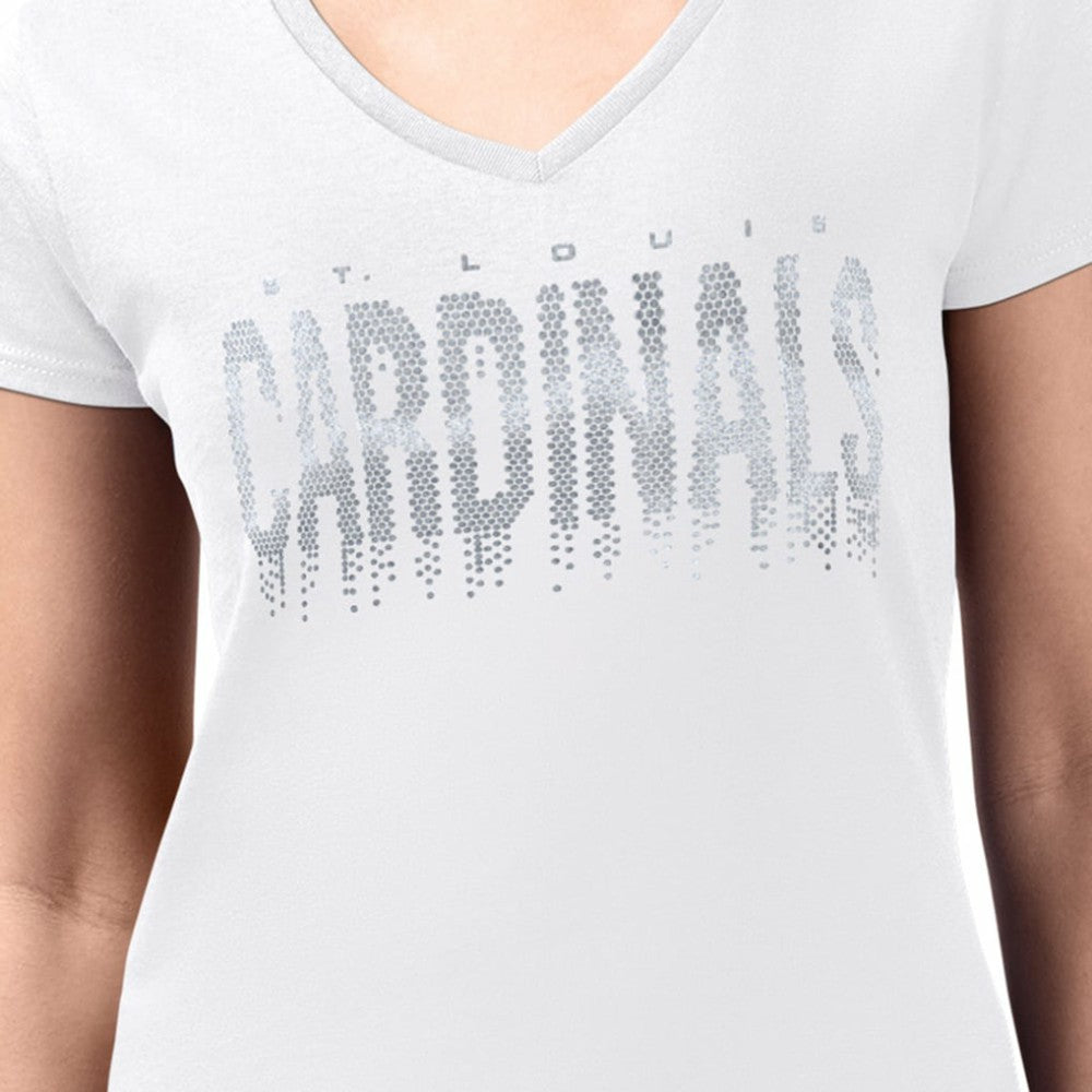 St. Louis Cardinals G-III 4Her by Carl Banks Women's Metallic Drop Lightweight V-Neck T-Shirt - White