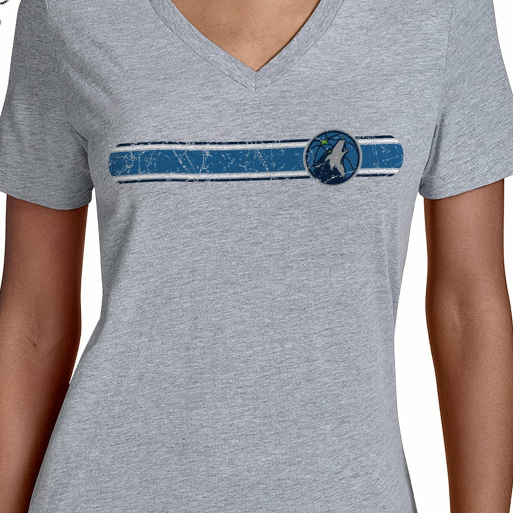 Minnesota Timberwolves Starter Women's Team Stripe V-Neck T-Shirt - Gray sale