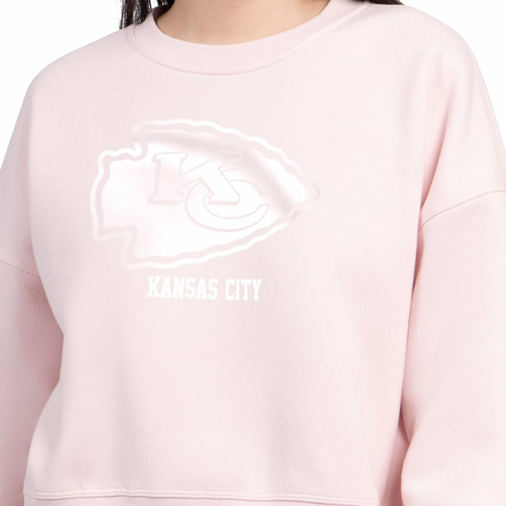 Kansas City Chiefs Starter Women's Travel Pastels Boxy Fleece Sweatshirt - Light Pink cheap