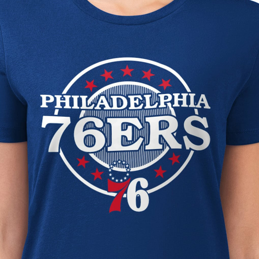 Philadelphia 76ers G-III 4Her by Carl Banks Women's Super-Slim Lightweight Pinstripe Circle Graphic T-Shirt - Royal shop