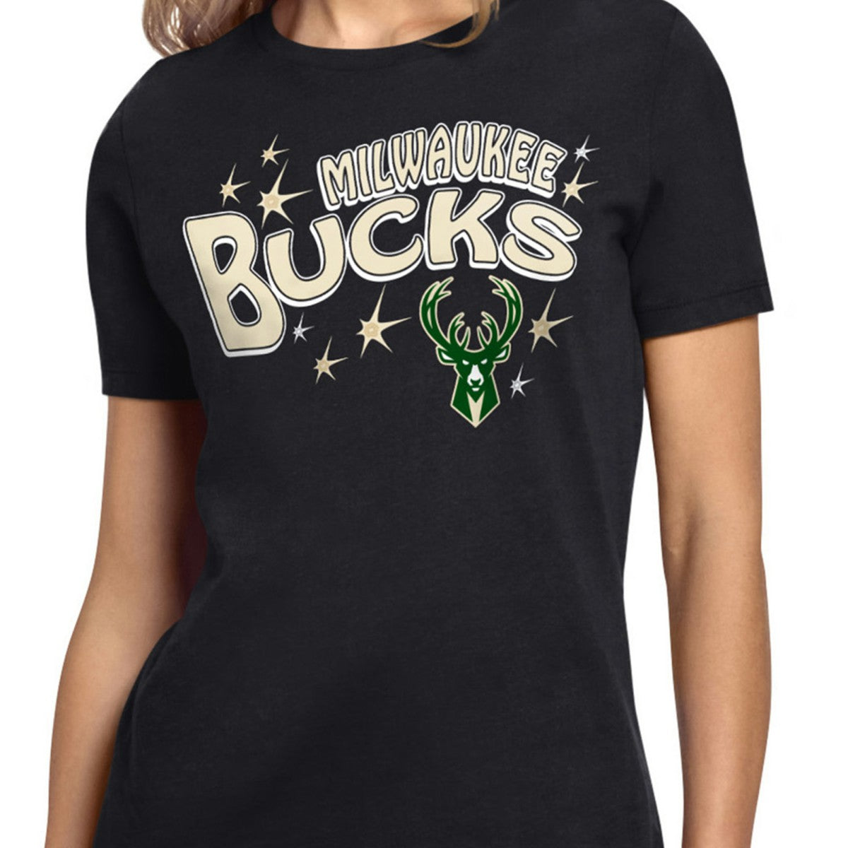 Milwaukee Bucks Starter Women's Fireworks T-Shirt - Black shop