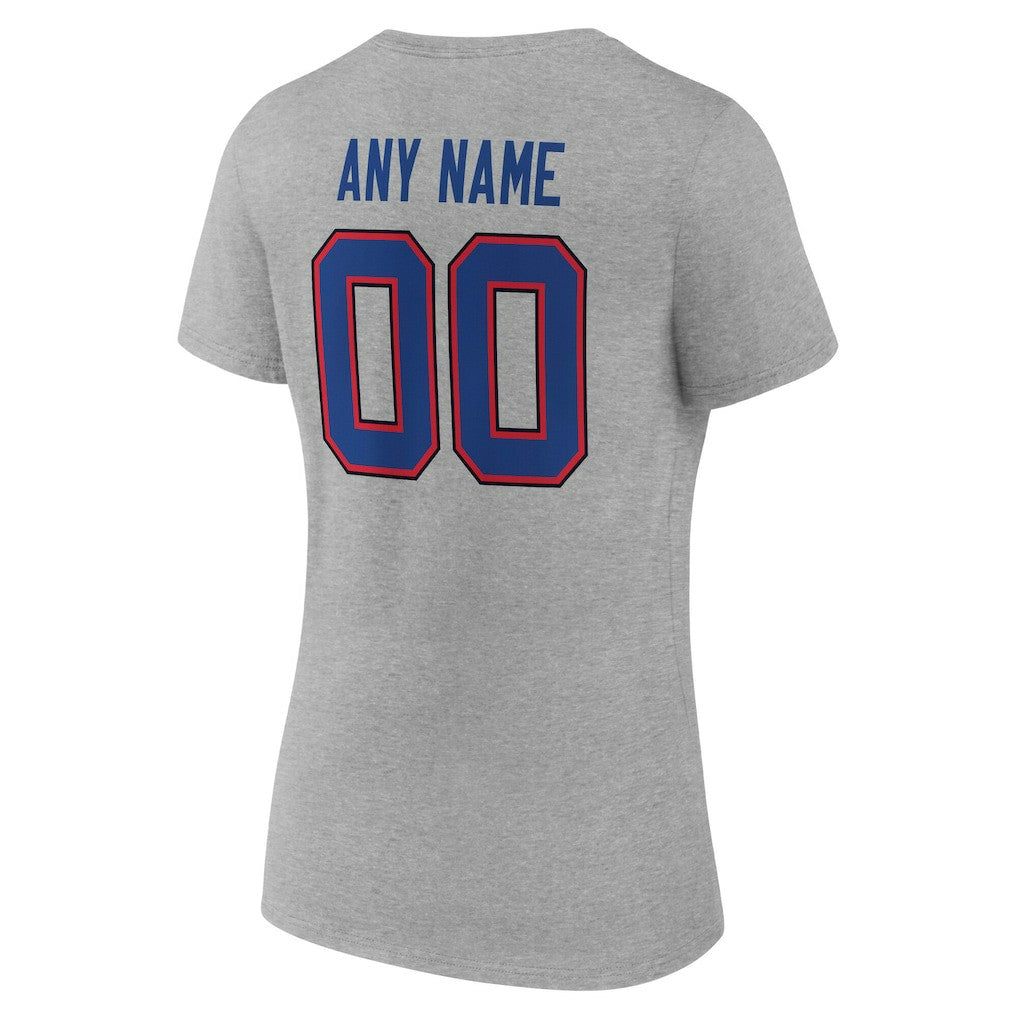 Buffalo Bills Women's Team Authentic Personalized Name & Number V-Neck T-Shirt - Gray on sale