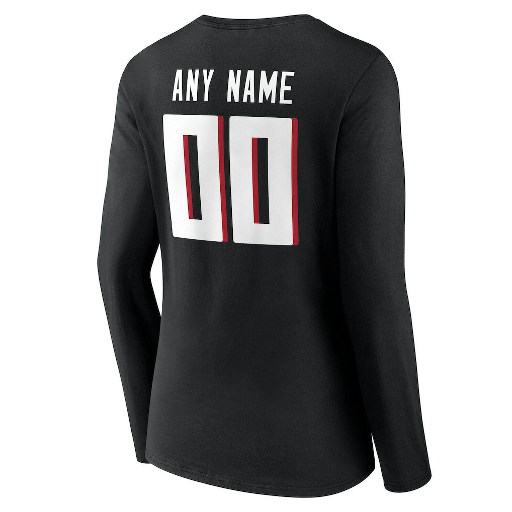 Atlanta Falcons Women's Team Authentic Personalized Name & Number Long Sleeve V-Neck T-Shirt - Black cheap