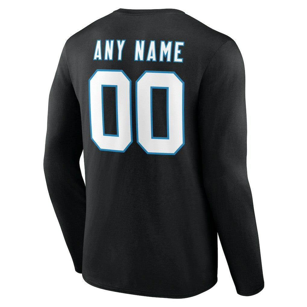 Carolina Panthers Team Authentic Personalized Name & Number Long Sleeve T-Shirt - Black sale