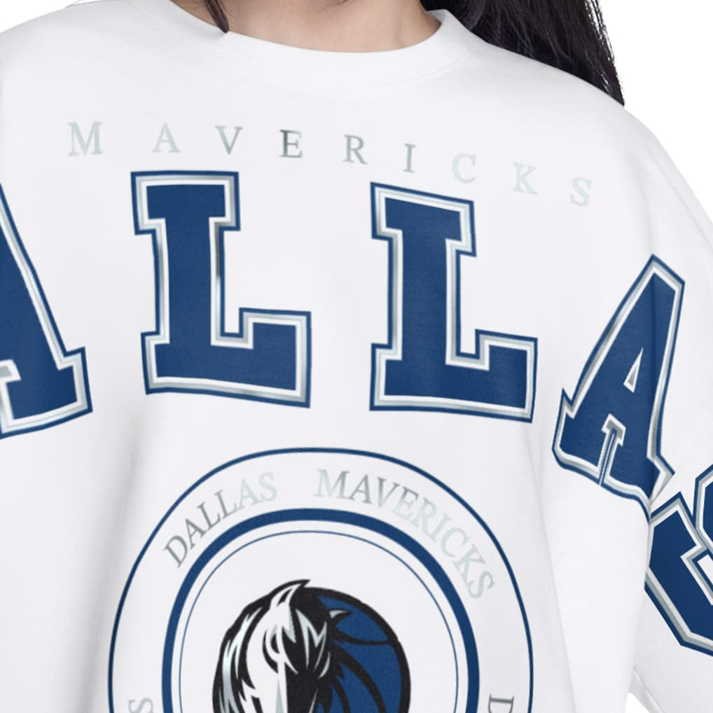 Dallas Mavericks G-III 4Her by Carl Banks Women's Bleachers Cropped French Terry Sweatshirt sale - White for sale