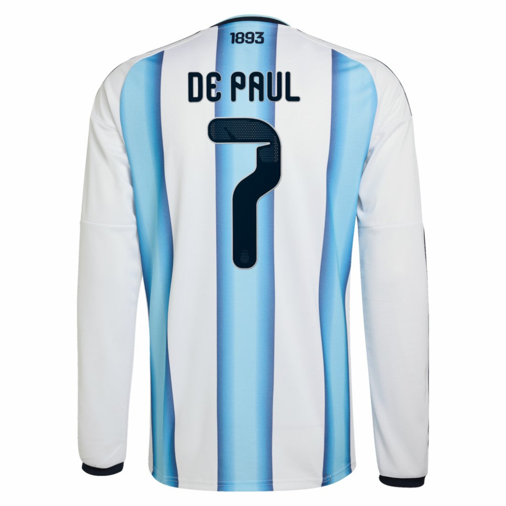 Rodrigo De Paul Argentina National Team 2026 Home Replica Long Sleeve Jersey - White | Adidas online