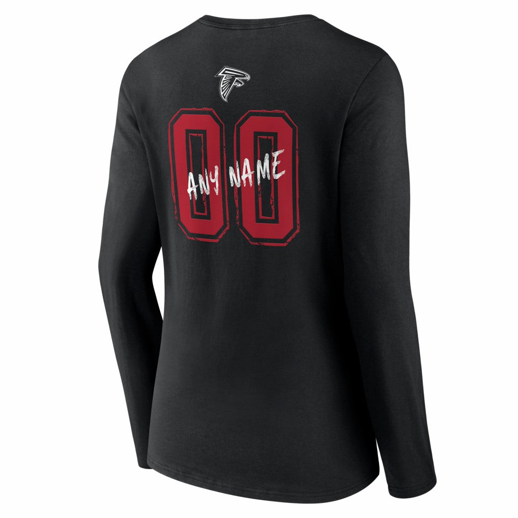 Atlanta Falcons Women's Hustle Personalized Name & Number Long Sleeve V-Neck T-Shirt - Black discount