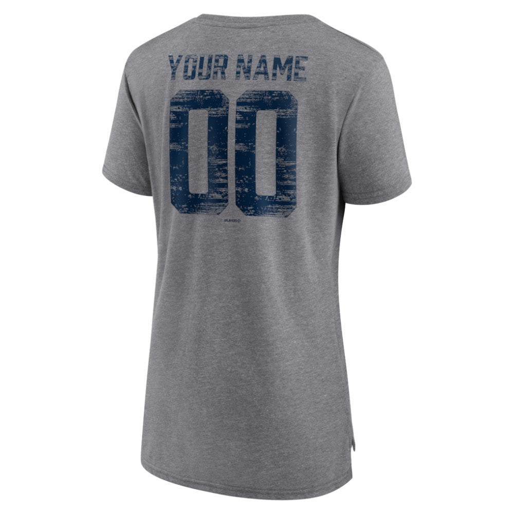 Detroit Tigers Women's Heritage Personalized Any Name & Number Tri-Blend T-Shirt - Gray