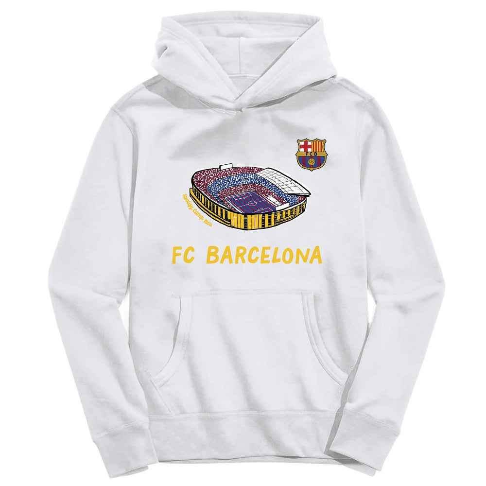 Barcelona Vive La Fete Youth Stadium Style Hoodie - White outlet