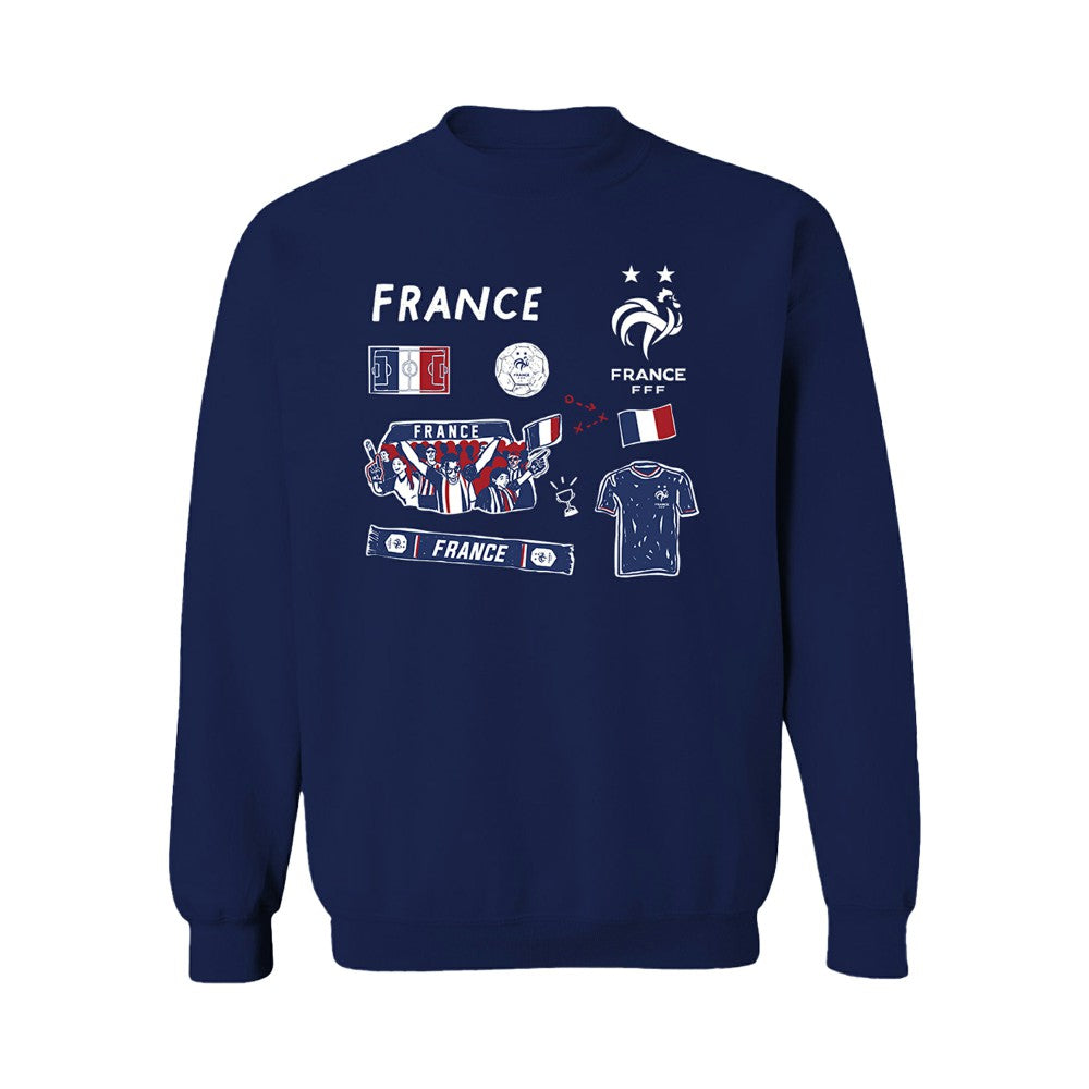 France National Team Vive La Fete Women's Impressions Icons Sweatshirt - Navy cheap