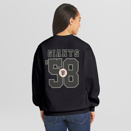 San Francisco Giants WEAR by Erin Andrews Women's Heavyweight Crew Neck Sweatshirt - Black
