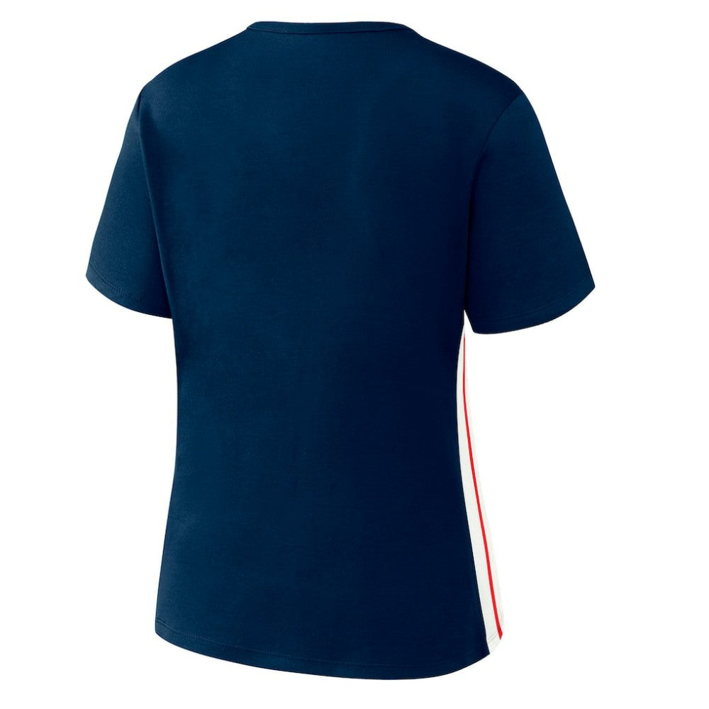 Boston Red Sox WEAR by Erin Andrews Women's Notch Neck Cropped T-Shirt - Navy