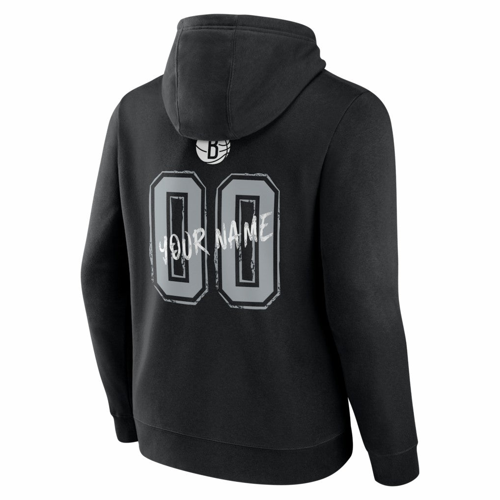 Brooklyn Nets Big & Tall Hustle Personalized Name & Number Hoodie - Black for sale