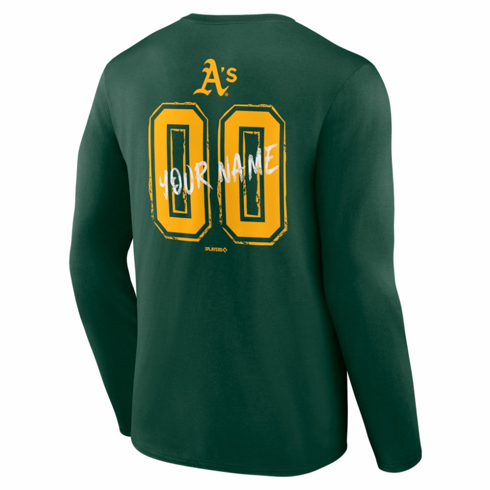 Athletics Hustle Personalized Name & Number Long Sleeve T-Shirt - Green