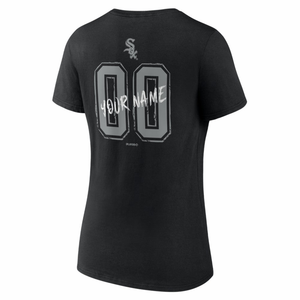 Chicago White Sox Women's Hustle Personalized Name & Number V-Neck T-Shirt - Black
