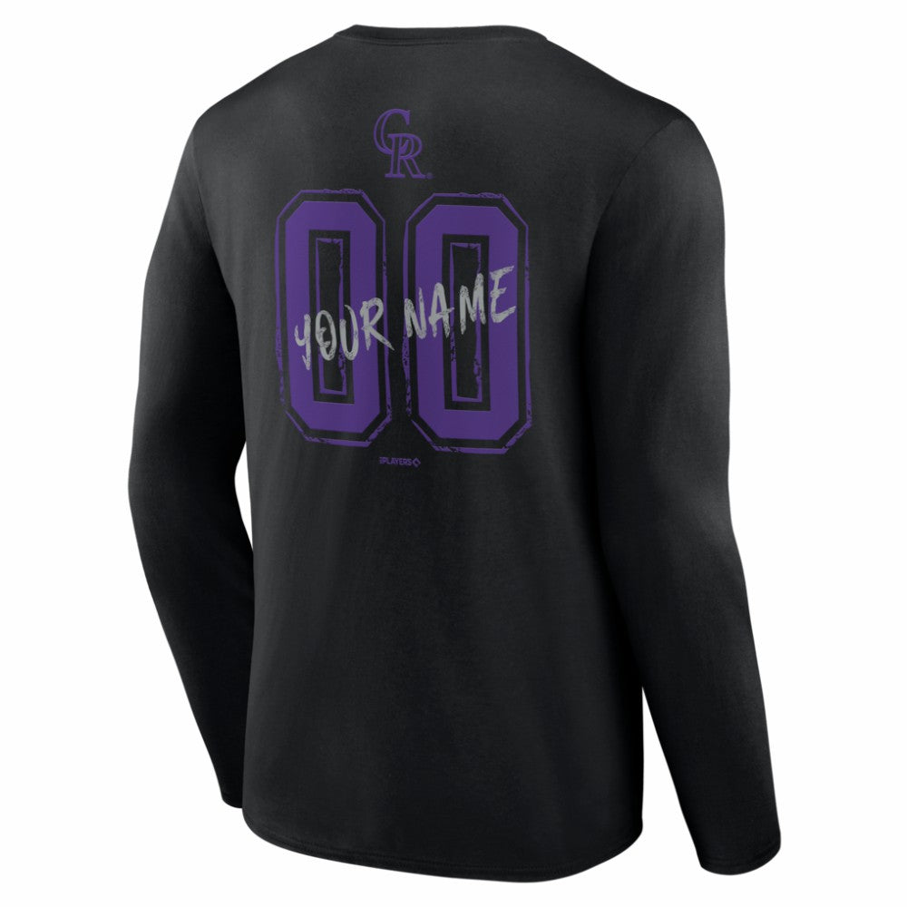 Colorado Rockies Hustle Personalized Name & Number Long Sleeve T-Shirt - Black