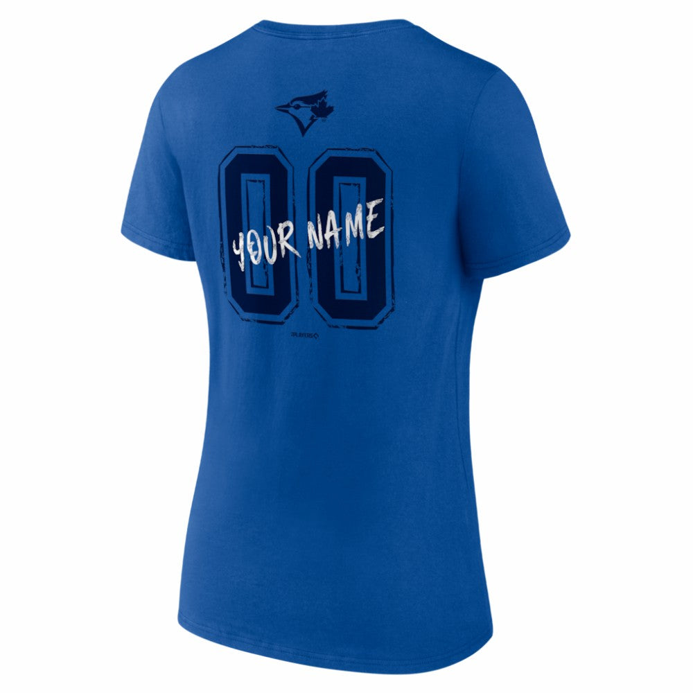 Toronto Blue Jays Women's Hustle Personalized Name & Number V-Neck T-Shirt - Royal