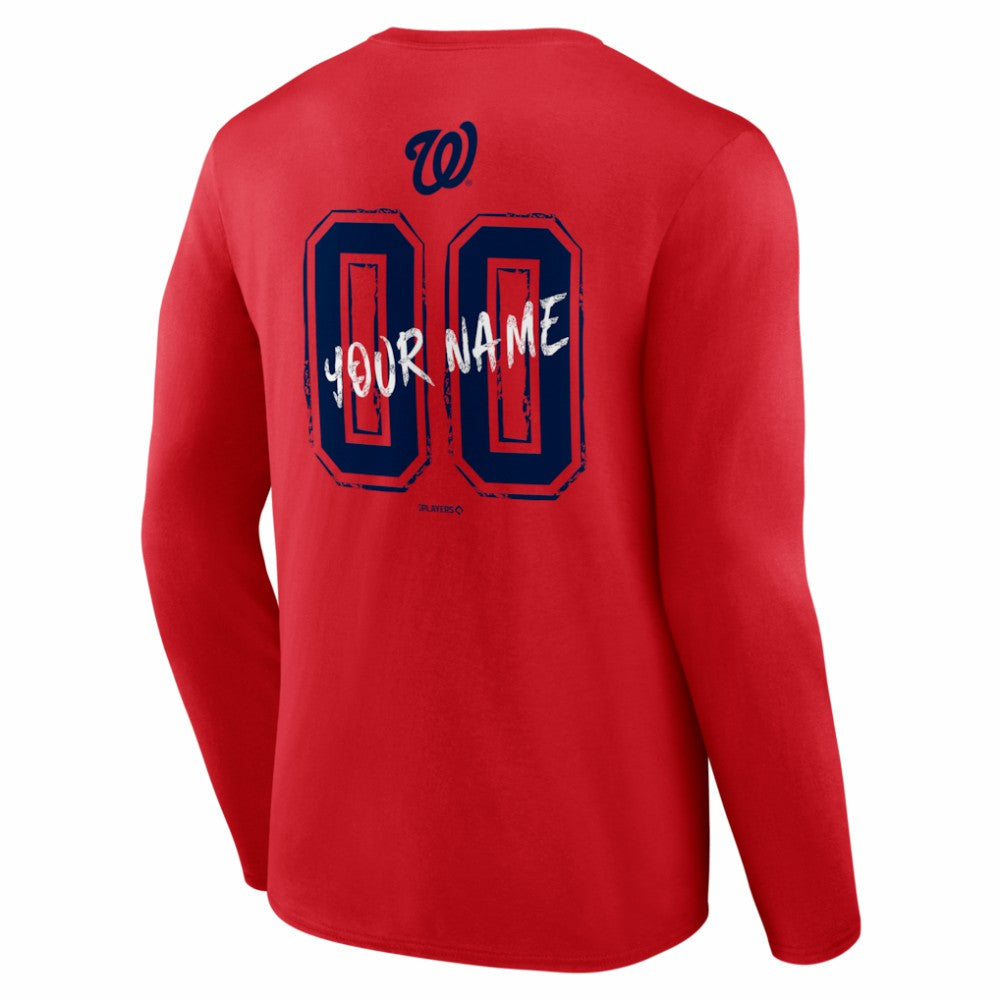 Washington Nationals Hustle Personalized Name & Number Long Sleeve T-Shirt - Red