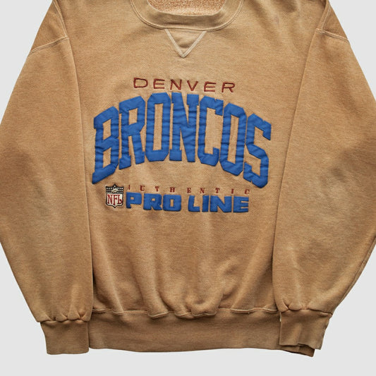 Denver Broncos 90s Pullover Sweatshirt - Tan Vintage discount