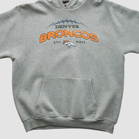 Denver Broncos NFL 2000s Hooded Pullover Sweatshirt - Heather Gray Vintage outlet