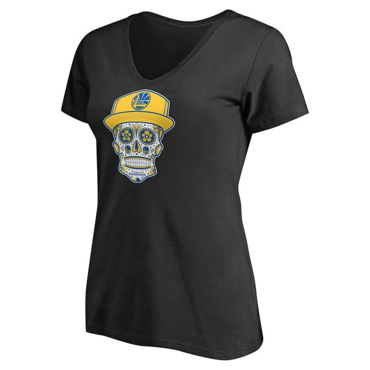 Golden State Warriors Women's Hometown Collection Sugar Skull Alternate V-Neck T-Shirt sale - Black online