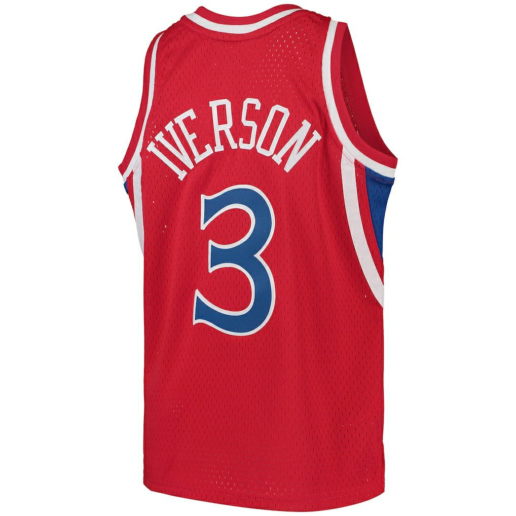 Allen Iverson Philadelphia 76ers Youth 1996/97 Hardwood Classics Swingman Throwback Jersey - Red | Mitchell & Ness for sale