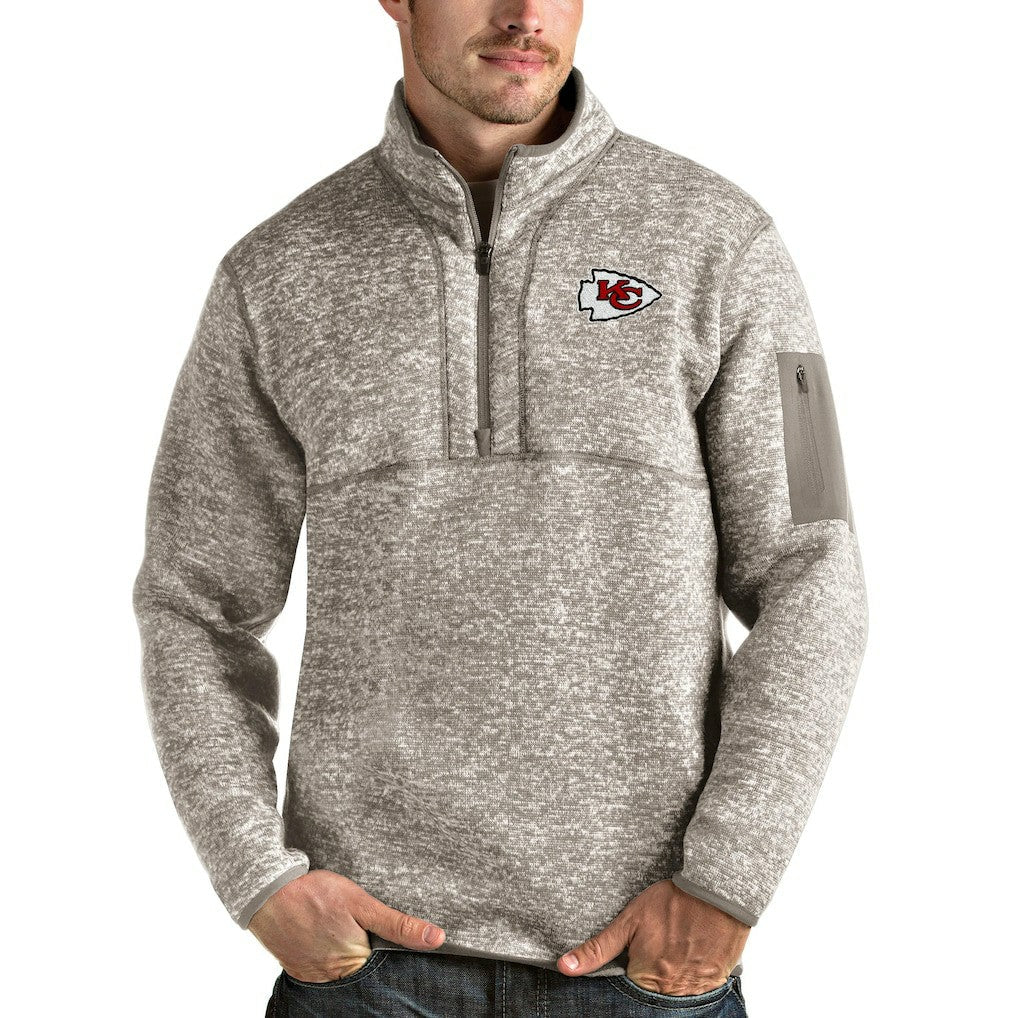 Kansas City Chiefs Antigua Fortune Quarter-Zip Pullover Jacket - Oatmeal discount