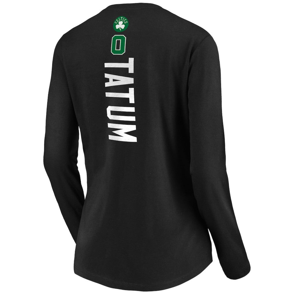 Jayson Tatum Boston Celtics Women's Playmaker Name & Number Long Sleeve V-Neck T-Shirt - Black online