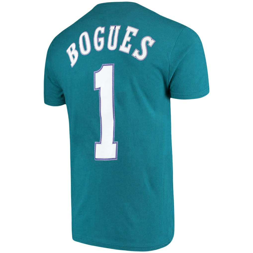 Muggsy Bogues Charlotte Hornets Hardwood Classics Name & Number Player T-Shirt - Teal | Mitchell & Ness cheap