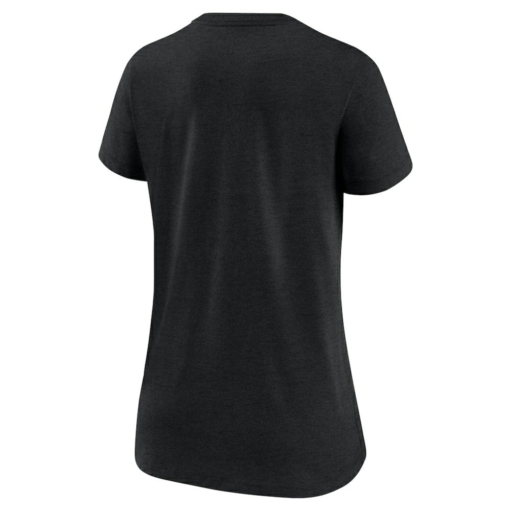 Miami Marlins Women's Authentic Collection Tri-Blend V-Neck T-Shirt - Heather Black | Nike