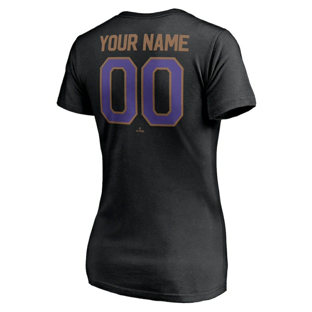 Arizona Diamondbacks Women's Cooperstown Winning Streak Personalized Name & Number V-Neck T-Shirt - Black