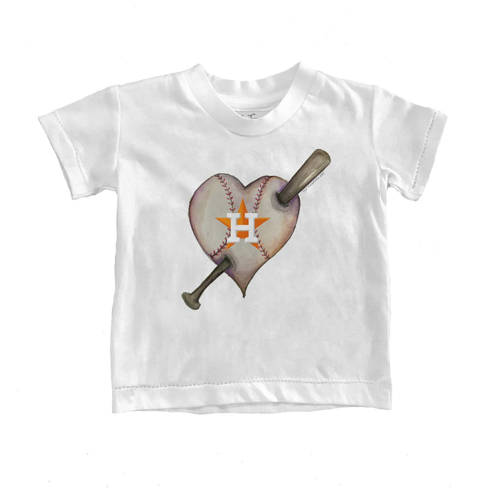 Houston Astros Tiny Turnip Youth Heart Bat T-Shirt - White