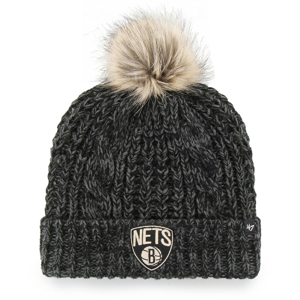 Brooklyn Nets '47 Women's Meeko Cuffed Knit Hat with Pom - Black | 47 brand sale