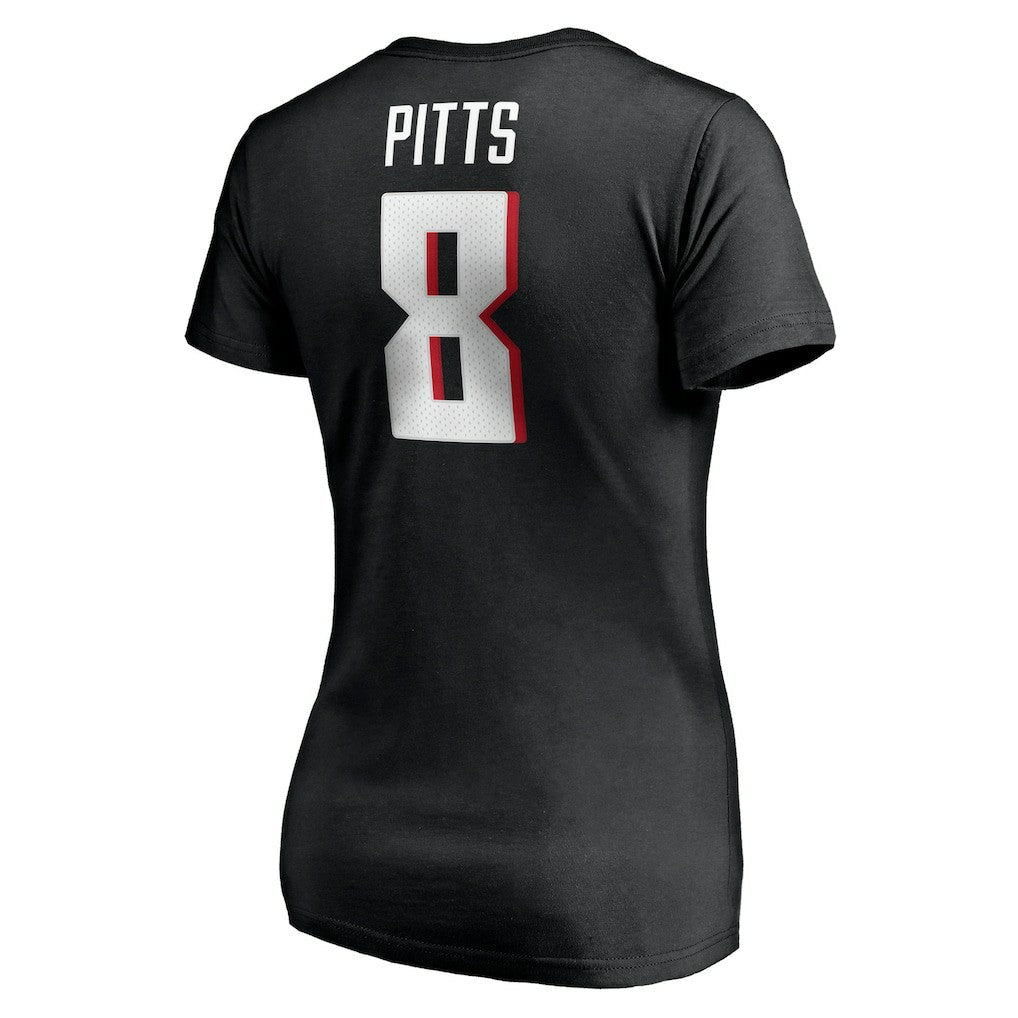 Kyle Pitts Atlanta Falcons Women's Player Icon Name & Number V-Neck T-Shirt - Black online