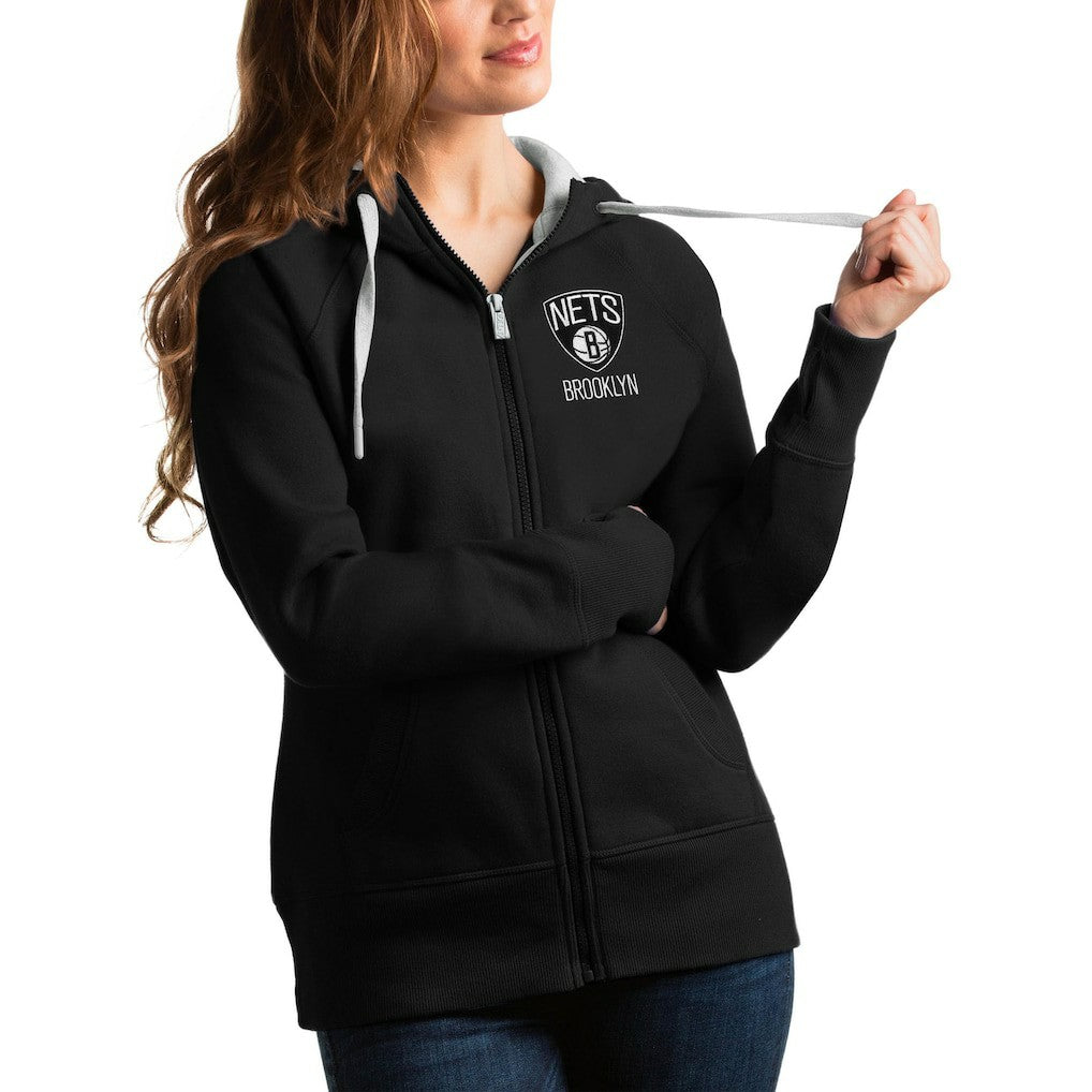 Brooklyn Nets Antigua Women's Victory Full-Zip Hoodie - Black for sale