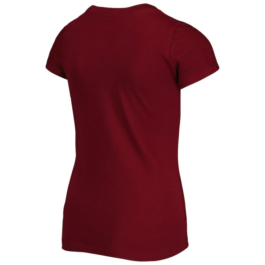 Washington Commanders New Era Girls Youth Reverse Sequin Wordmark V-Neck T-Shirt - Burgundy on sale