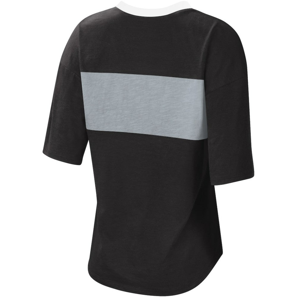 Chicago White Sox Touch Women's Lead Off Notch Neck T-Shirt - Black/Silver