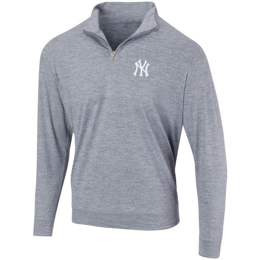 New York Yankees Peached Marled Yarn Quarter-Zip Pullover Jacket - Heathered Navy