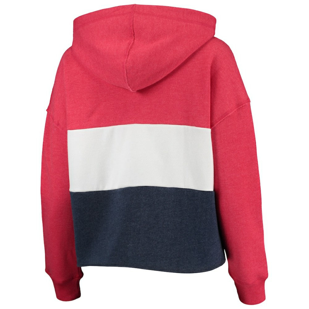 Washington Nationals Women's Lizzy Cropped Pullover Hoodie - Heathered Red/Heathered Navy | 47 brand