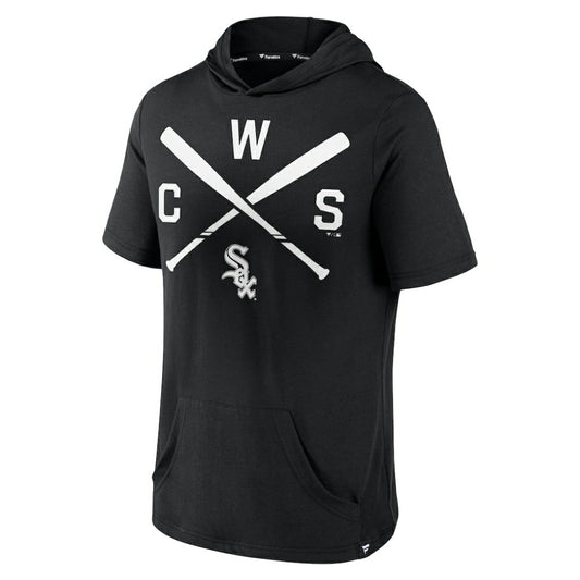 Chicago White Sox Iconic Rebel Short Sleeve Hooded Top - Black