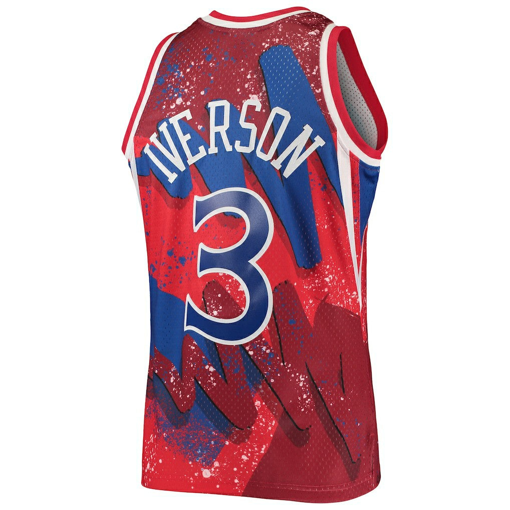 Allen Iverson Philadelphia 76ers Hardwood Classics 1996/97 Hyper Hoops Swingman Jersey - Red | Mitchell & Ness on sale