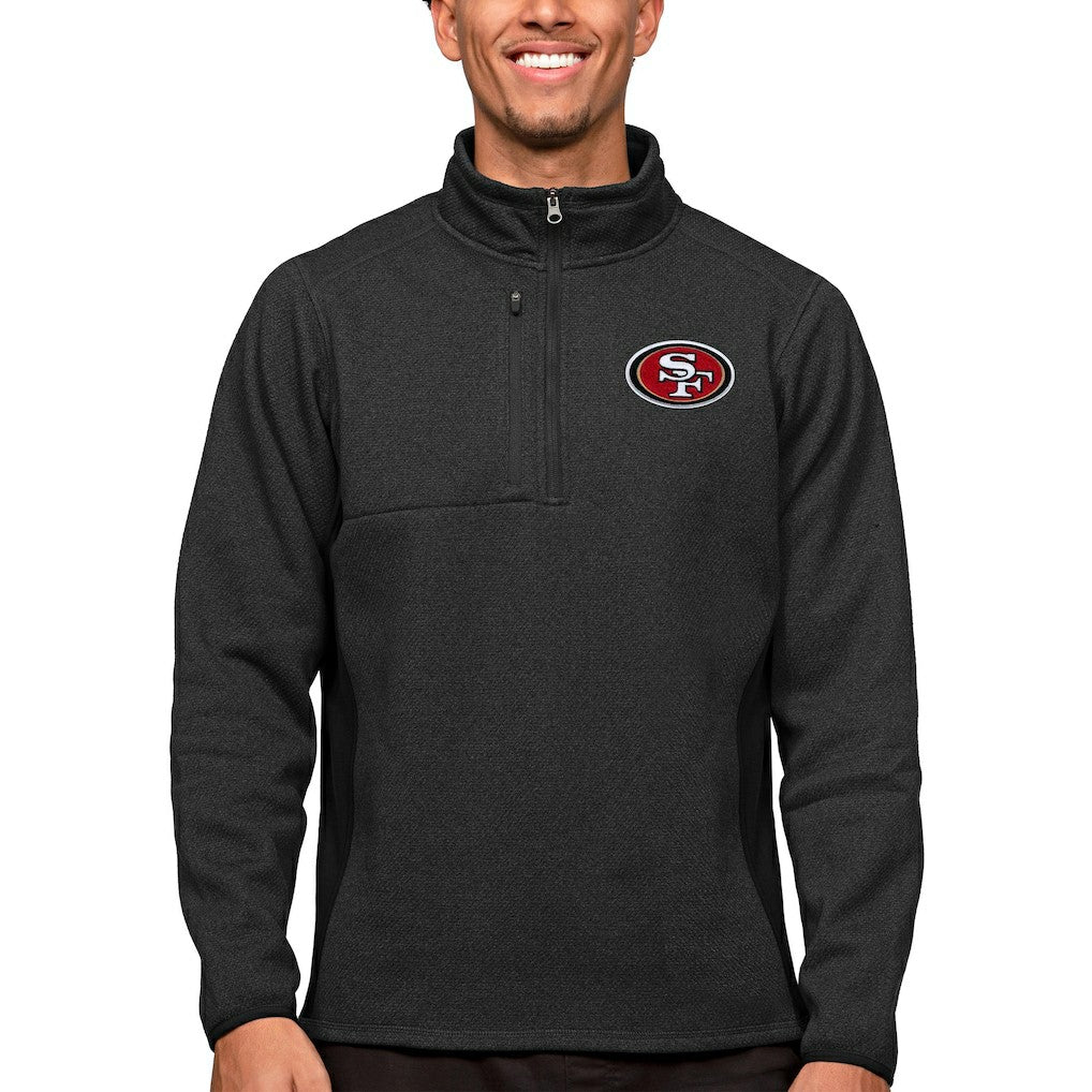 San Francisco 49ers Antigua Course Quarter-Zip Pullover Top - Heathered Black online
